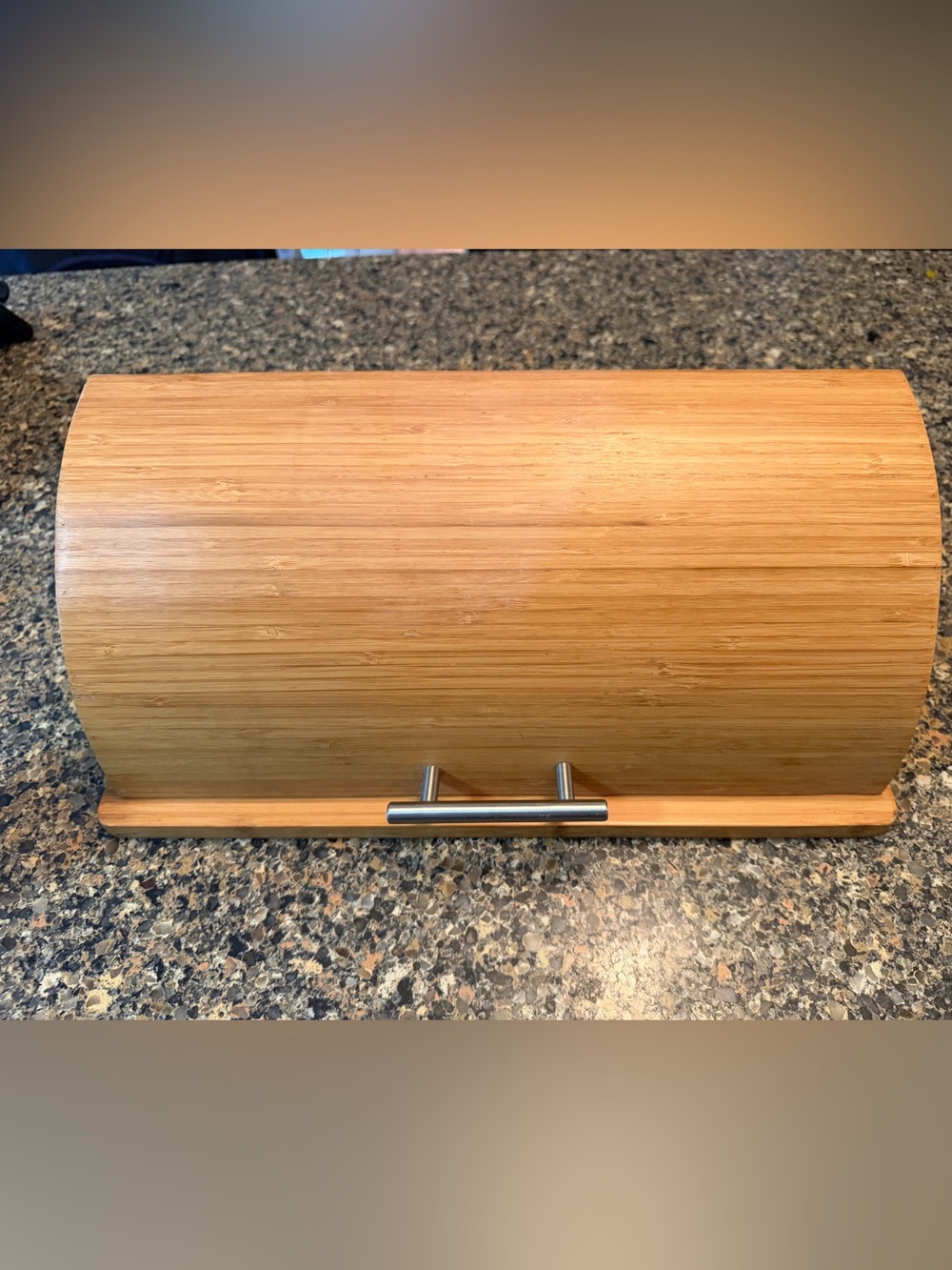 Bamboo Bread Box with Stainless Steel Handle - Natural Wood